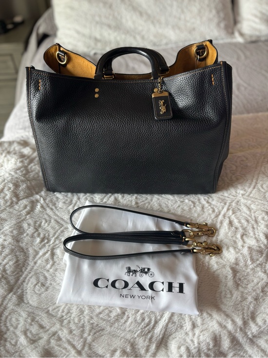 Coach Handbags - Coach Rogue 39 in Black/Gold Pebbled Leather